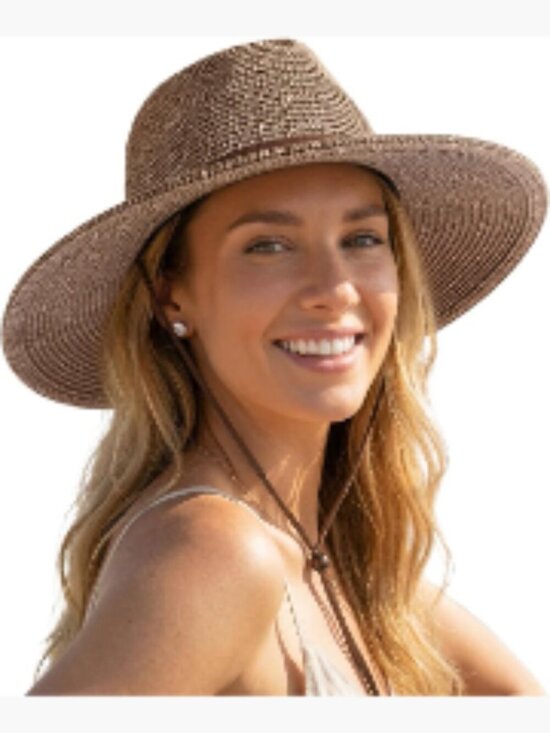 Wide Brim Straw Sun Hat with Wind Lanyard UPF 80+ main image 5